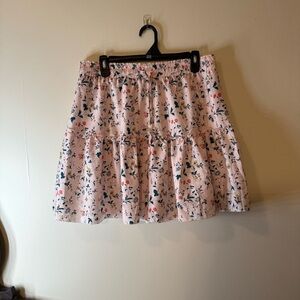 Pink Tiered Skater Mini Skirt